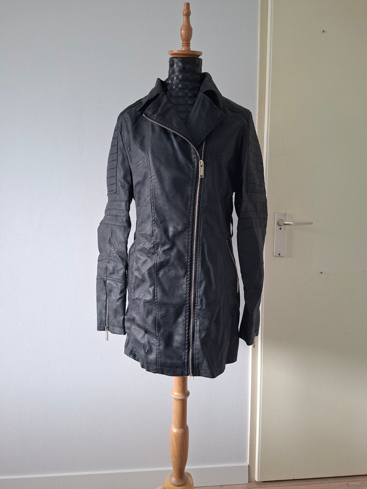 Zwart nep leren jas Papillonne - Maat 4 L/XL, Zwart, Maat 42/44 (L), Papillonne, Ophalen of Verzenden