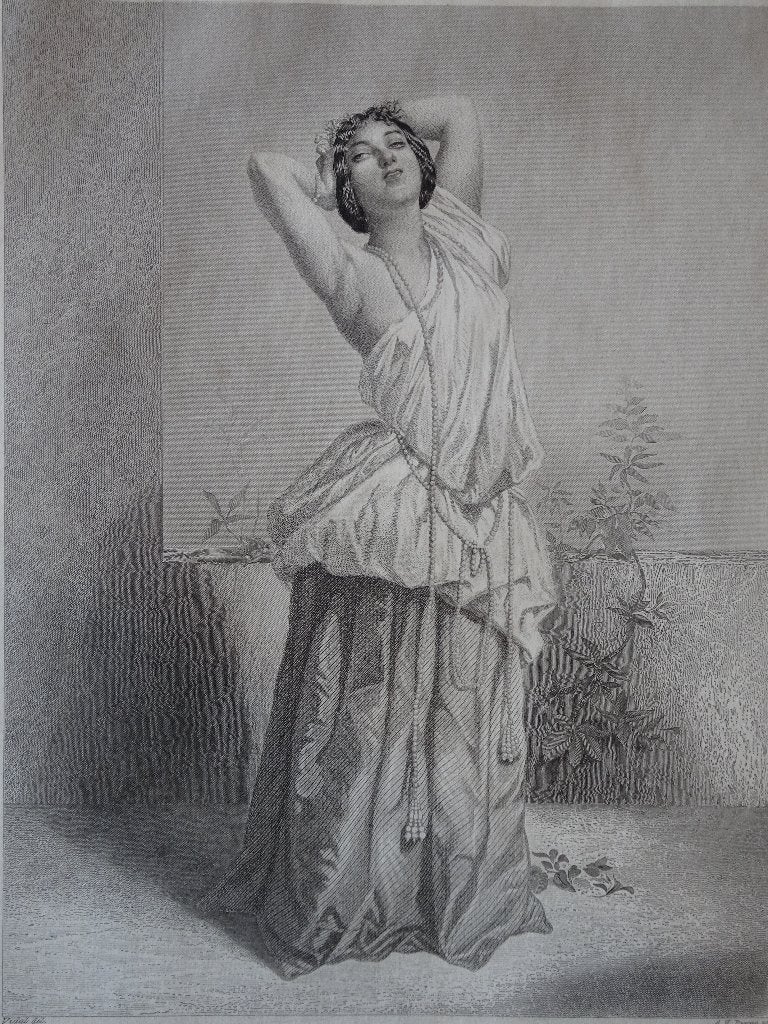 staalgravure dame rekt zich s ochtends uit, AH Payne 1845, Antiek en Kunst, Dagelijks leven, 1800 - 1899, Verzenden, Gravure