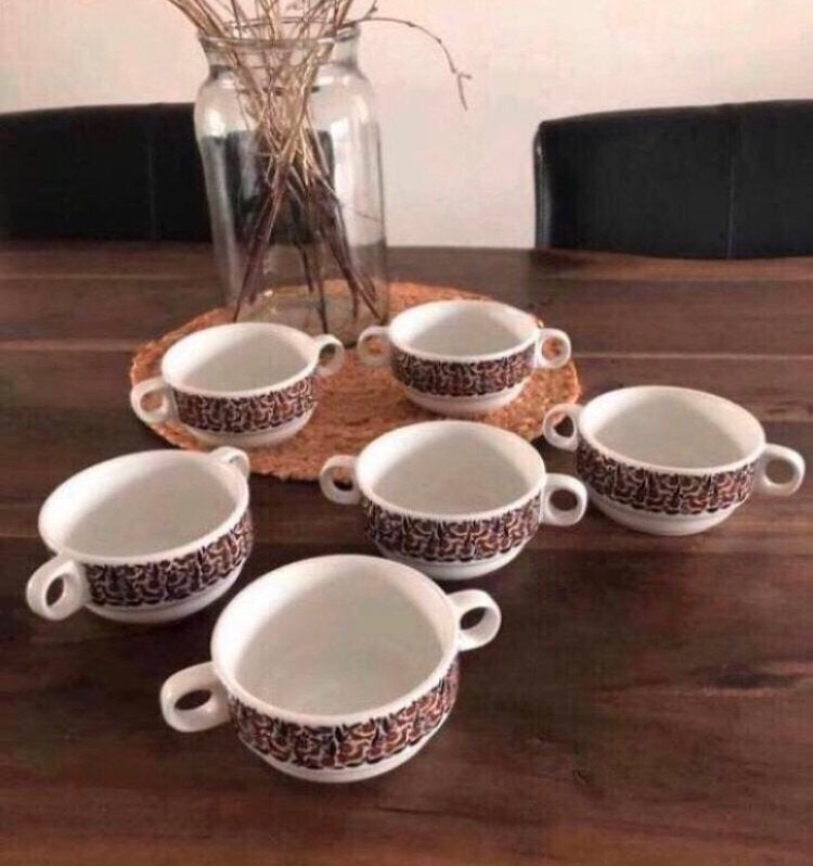 💝 Vintage THOMAS KIRUNA VOGELS soepkom kom wit bruin, Ophalen of Verzenden, Zo goed als nieuw, Kom(men), Overige stijlen