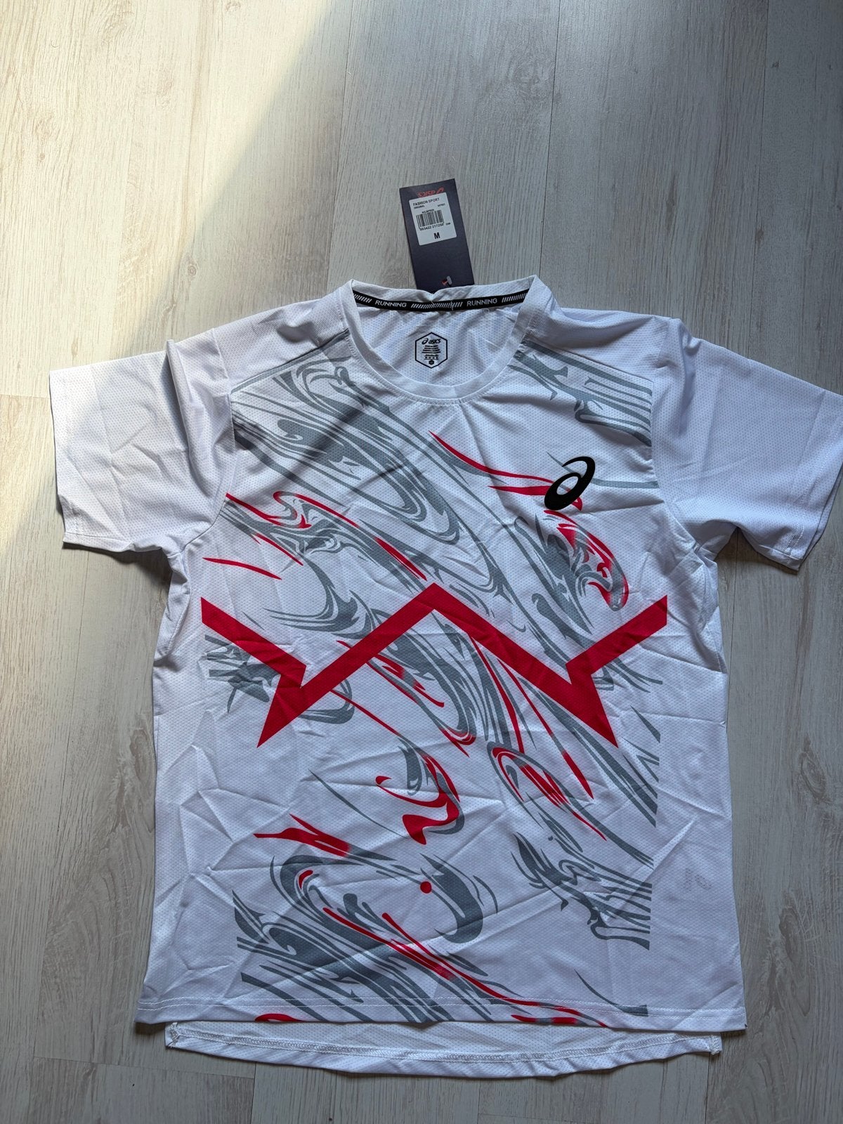 Asics hardloopshirt wit/rood/grijs - Maat M, Kleding | Heren, Maat 48/50 (M), Wit, Nieuw, Ophalen of Verzenden