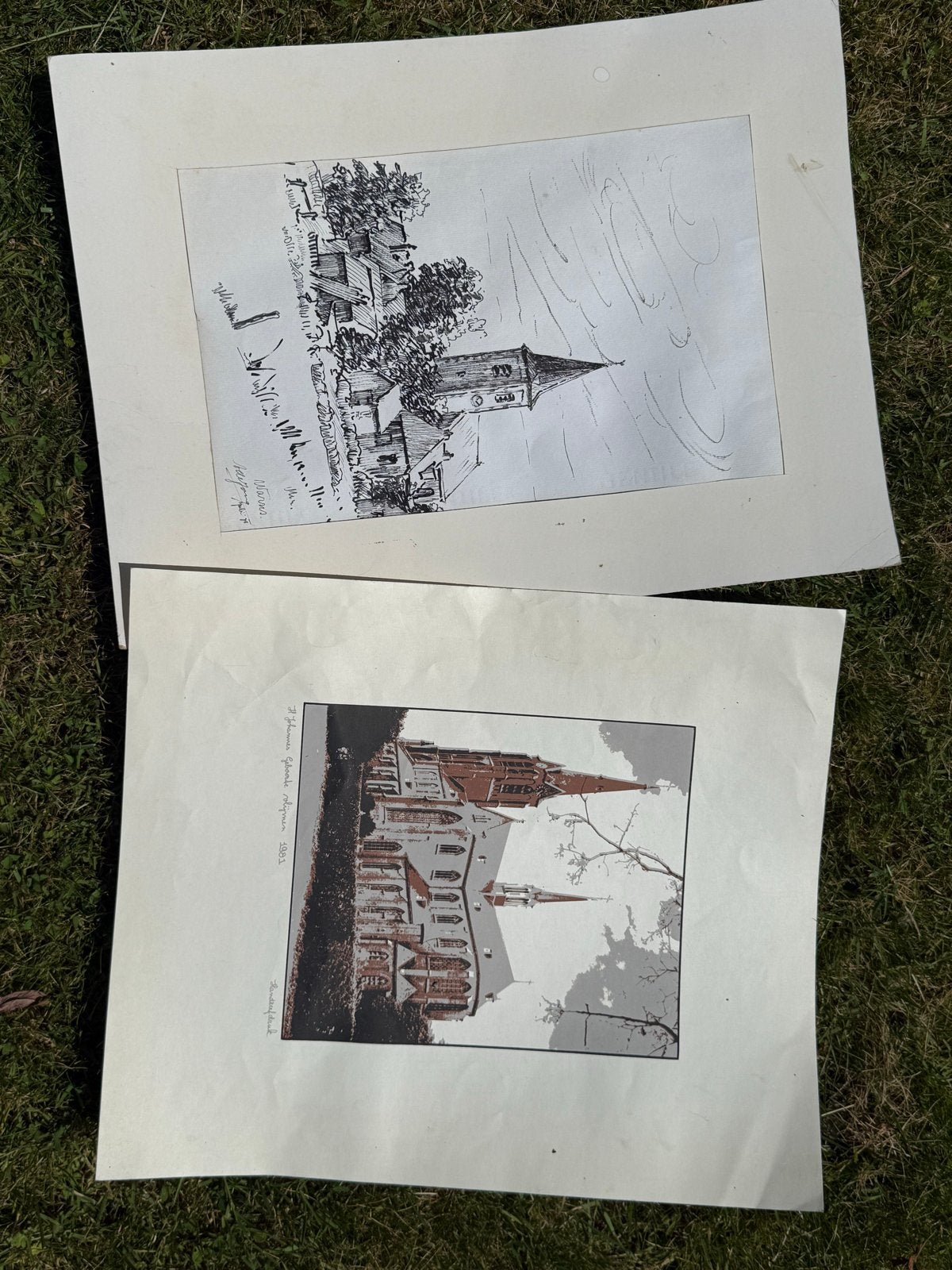 tekeningen/prints van kerken., Ophalen, Realistisch, Tekening, Origineel werk