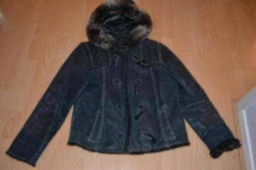 Gevoerde warme jas leer 42, Kleding | Dames, Verzenden, Zo goed als nieuw, Maat 42/44 (L), Blauw