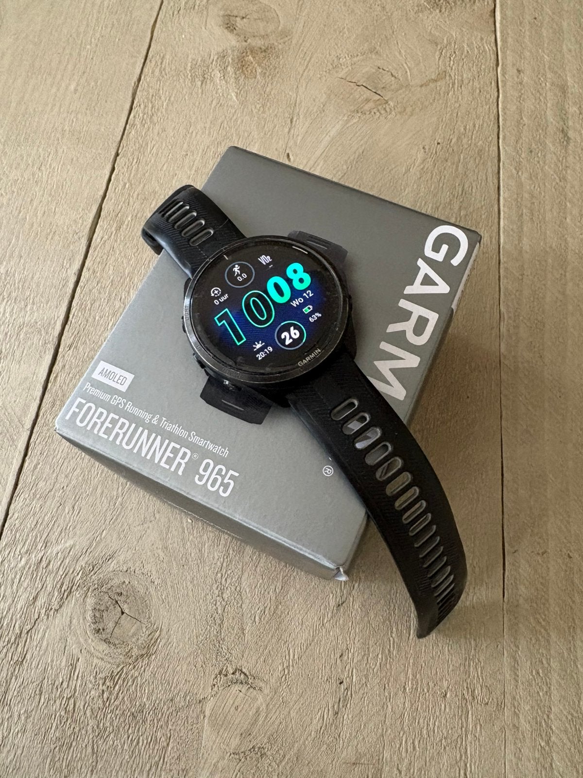 Garmin Forerunner 965 47mm in zeer goede staat, Gebruikt, Zwart, Ophalen of Verzenden, Waterdicht