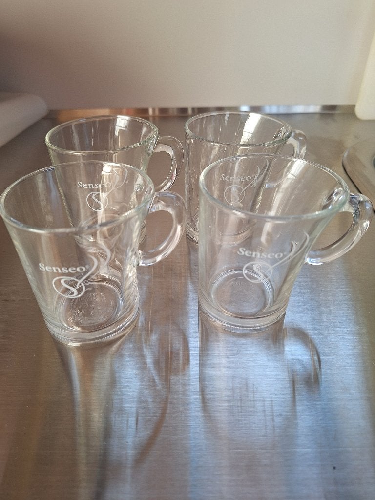 SENSEO DOUWE EGBERTS glazen met letter S, 4 stuks, Ophalen of Verzenden, Zo goed als nieuw, Overige typen