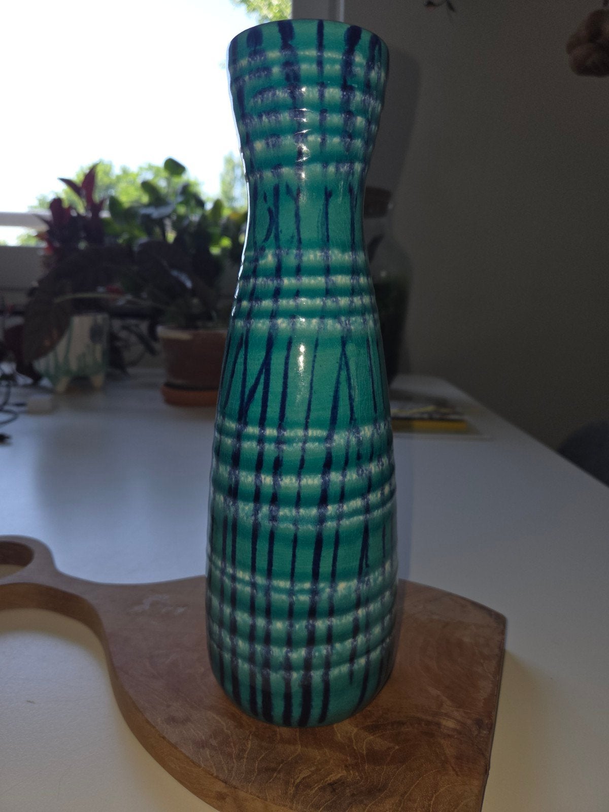 Vintage West Germany Vaas 520-28 - Turquoise Keramiek, Ophalen of Verzenden