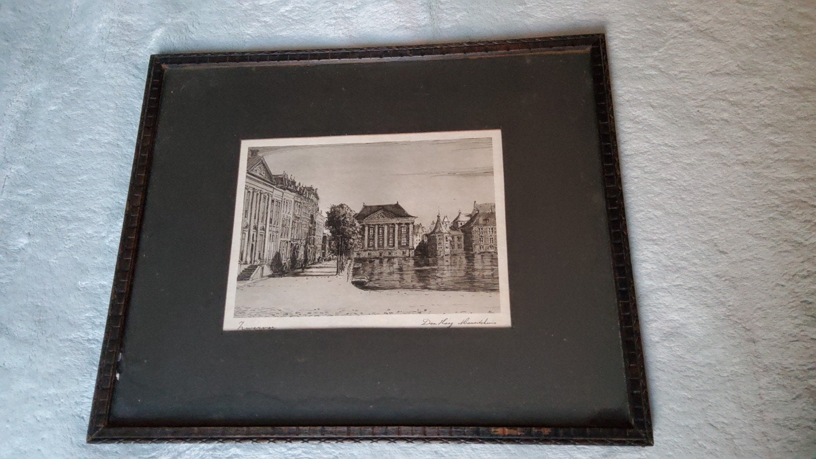 Antiek schilderij Ets Jan Zwever Mauritshuis Den Haag hout., Ophalen of Verzenden