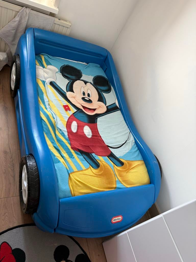 Leuk blauw auto peuterbed - Little Tikes, Gebruikt, 70 tot 85 cm, Matras, 140 tot 160 cm