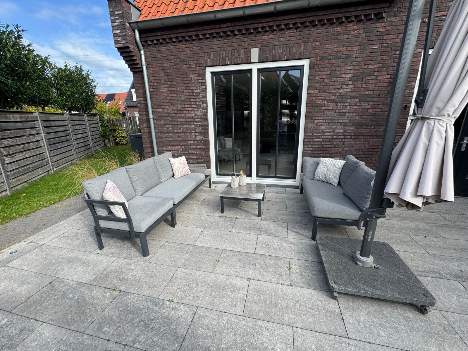 Luxe aluminium loungeset met verstelbare rugleuning gebruikt, Ophalen, 5 zitplaatsen, Gebruikt, Aluminium