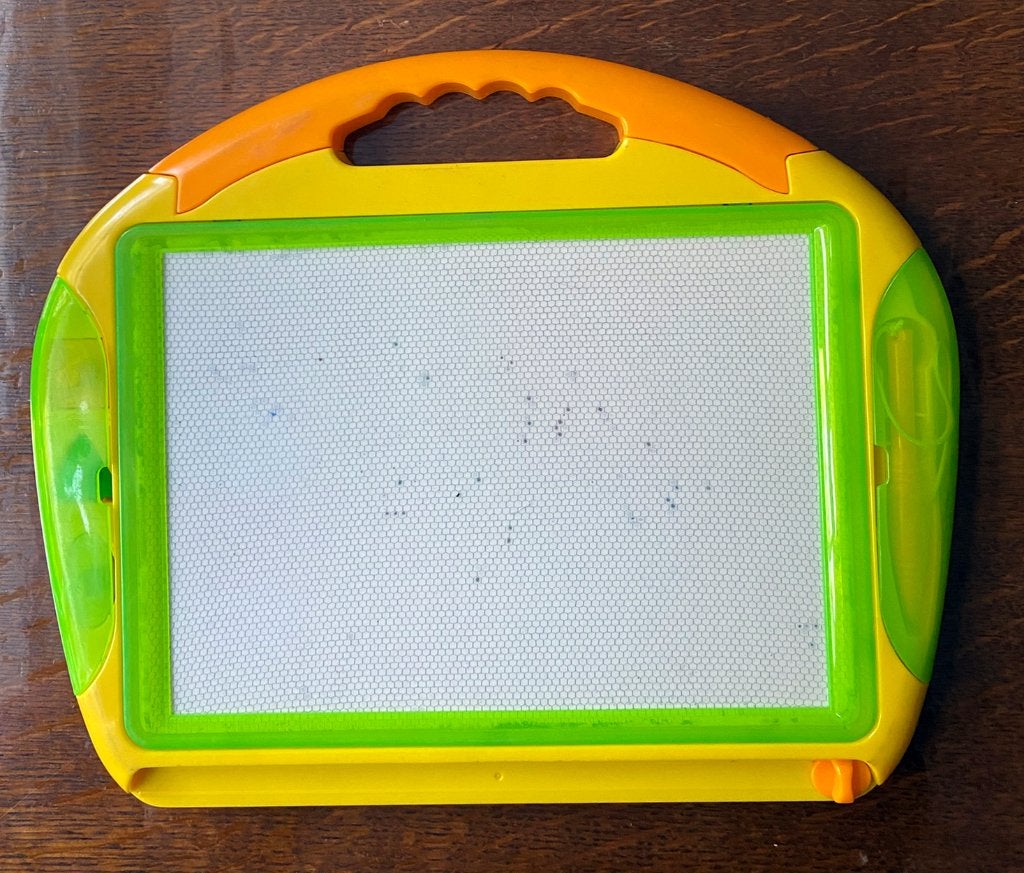2 magnetische tekenborden met pen, schuifknop en 3 stempels, Ophalen of Verzenden, Gebruikt, Overige typen