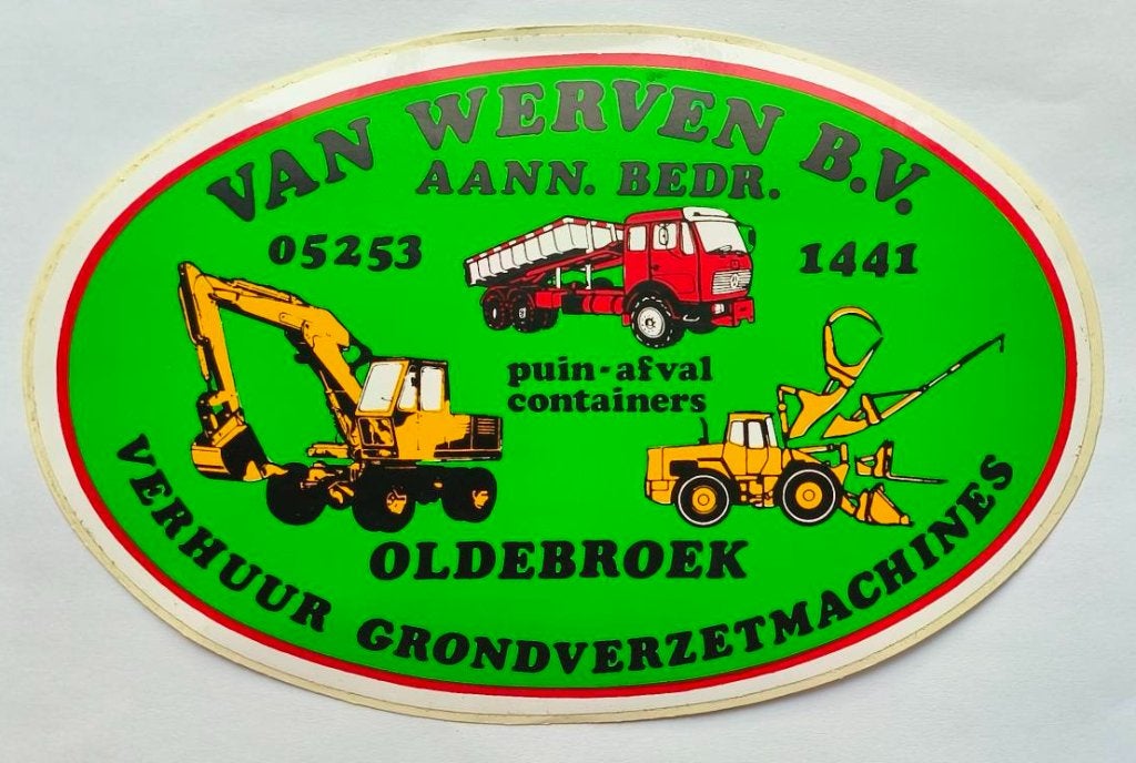 Sticker van Werven bv verhuur grondverzetmachines(Oldebroek), Ophalen of Verzenden, Zo goed als nieuw, Bedrijf of Vereniging