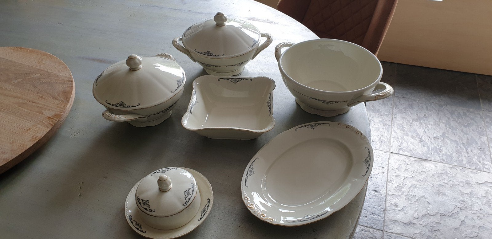 Vintage porseleinen servies set - S.P.M. Ivory, Antiek en Kunst, Ophalen of Verzenden