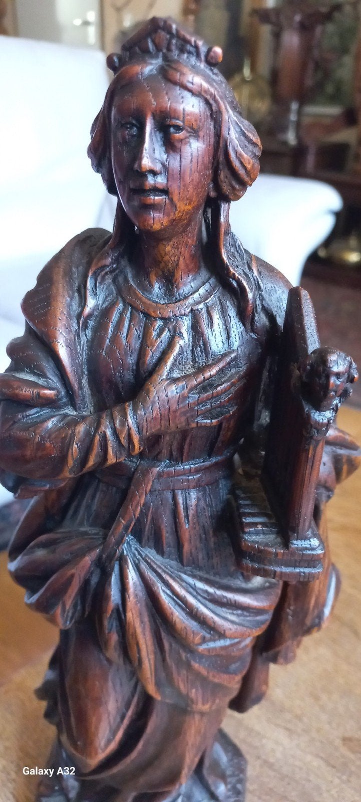 Sint Cecilia eiken beeldje 18e eeuw ., Ophalen of Verzenden