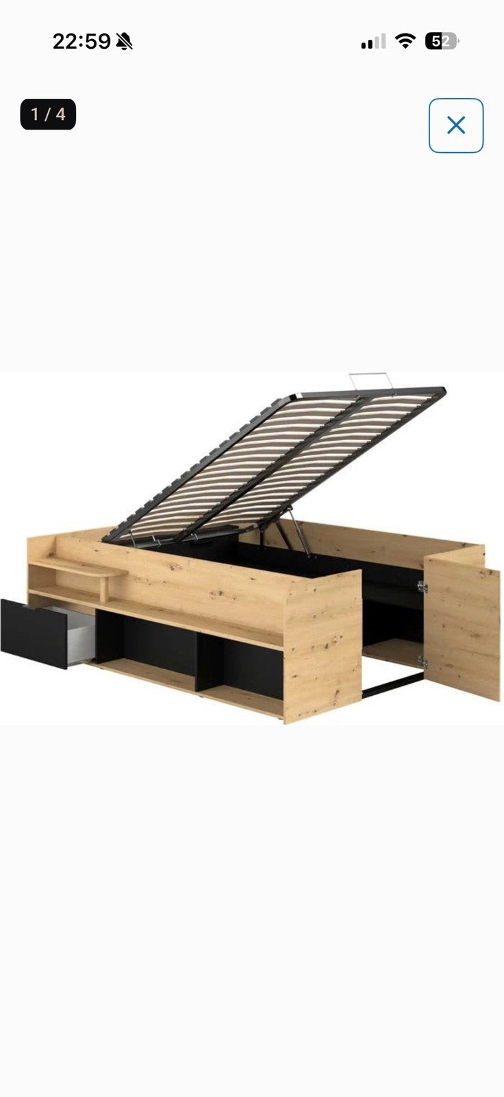 Bed met extra opbergruimte, Ophalen of Verzenden, Zo goed als nieuw, Twijfelaar, 200 cm