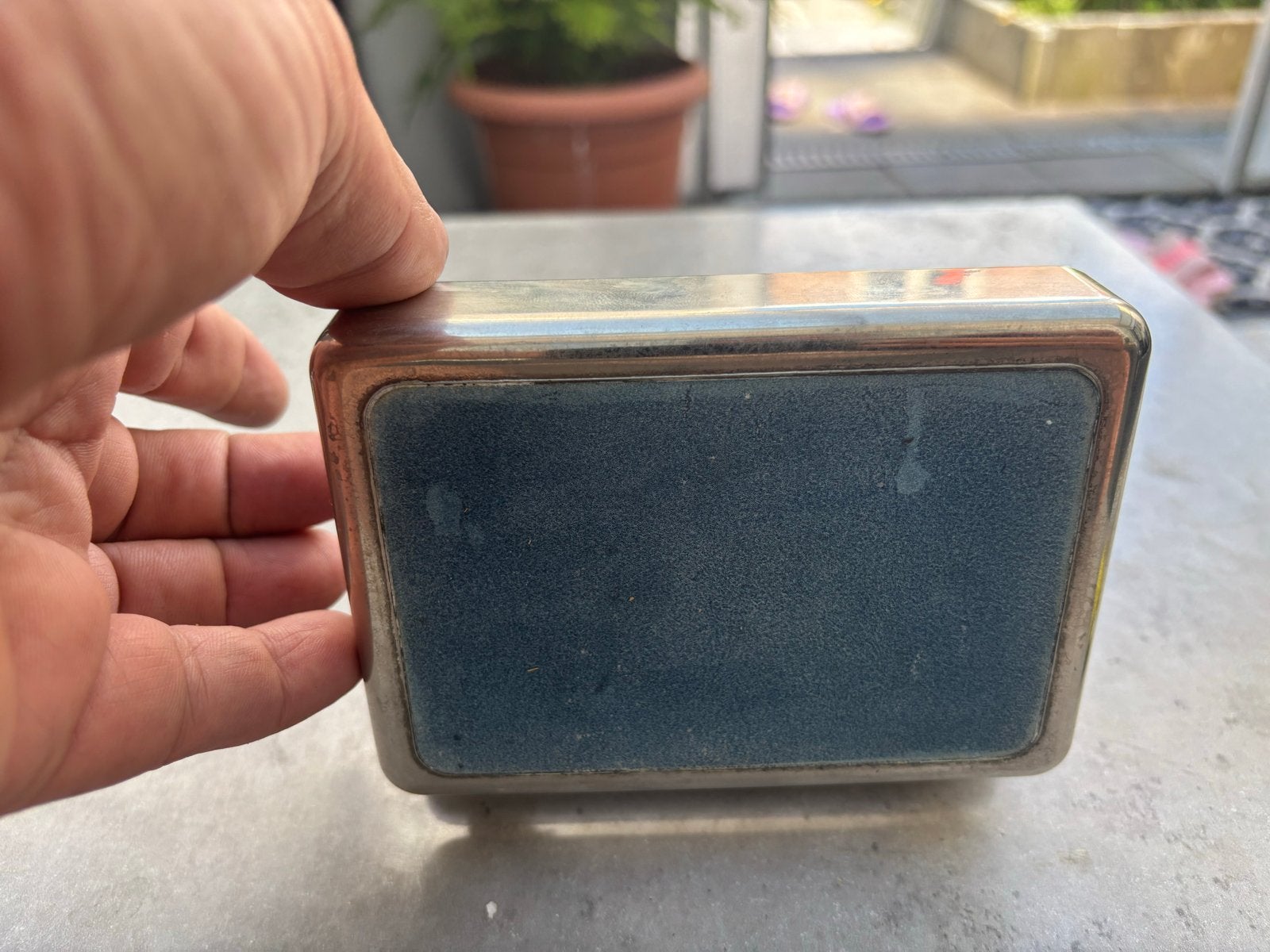 Vintage Zilverkleurig Juwelenkistje met Fluweel, Antiek en Kunst, Ophalen of Verzenden