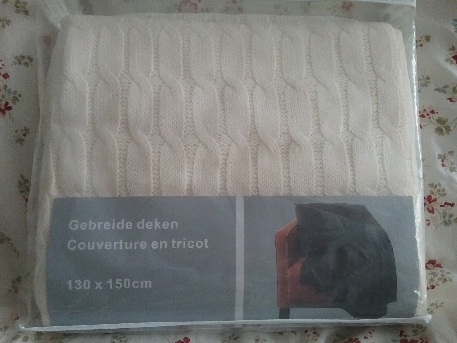 GEBREIDE DEKEN 130 BIJ 150 CM, Ophalen of Verzenden, Zo goed als nieuw, Deken