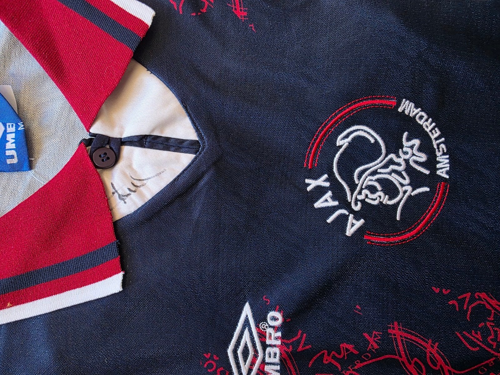 Gesigneerd Jari Litmanen Ajax shirt 1995, Shirt, Maat XL, Ophalen of Verzenden, Zo goed als nieuw