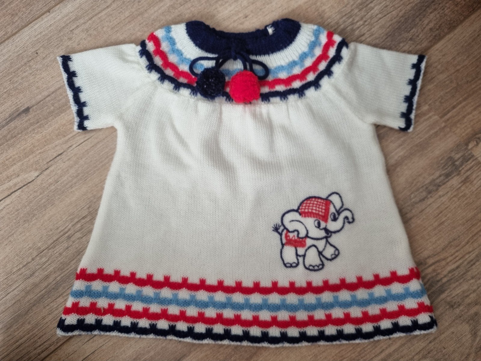 Vintage baby jurkje met schattig olifantje 68, Kinderen en Baby's, Babykleding | Maat 68, Ophalen of Verzenden, Gebruikt, Meisje
