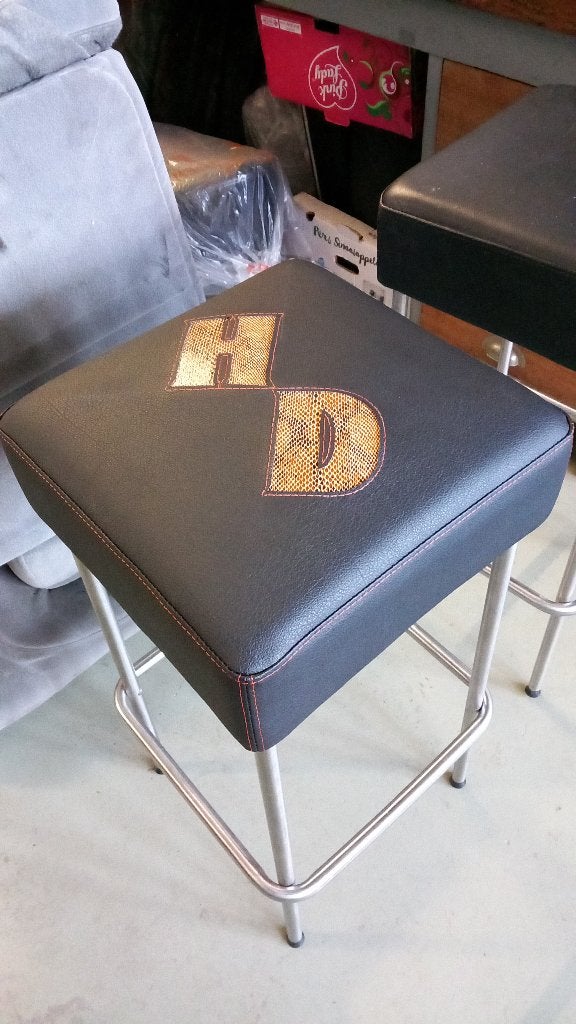 harley davidson rvs barkrukken nieuw gestoffeerd unieke set, Ophalen, Met voetsteun, 60 tot 90 cm, Zo goed als nieuw