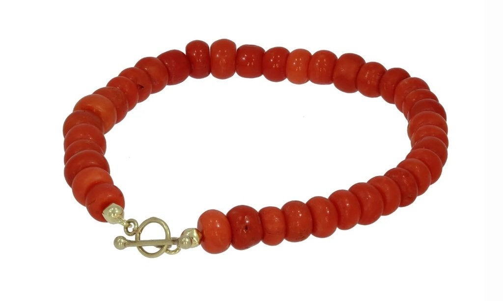 Kapittel slot 14k goud met authentieke bloedkoraal armband