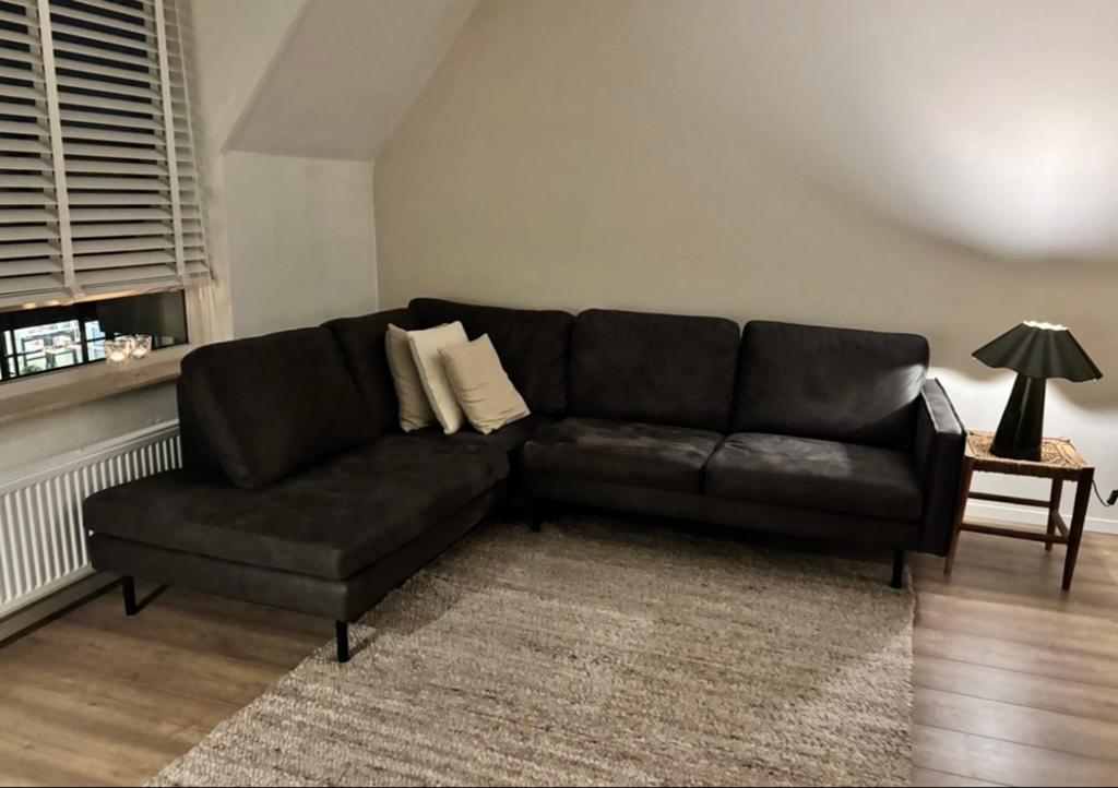 Donkerbruine bepurehome hoekbank leder, 250 tot 300 cm, Gebruikt, Hoekbank, 75 tot 100 cm