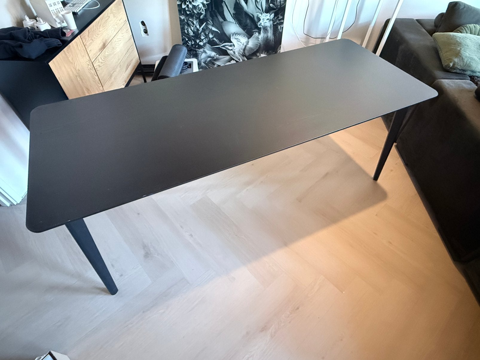 ‘Lisabo’ Eettafel zwart.  200 x 78 cm. 2 stuks, Ophalen, Gebruikt, 50 tot 100 cm, 150 tot 200 cm