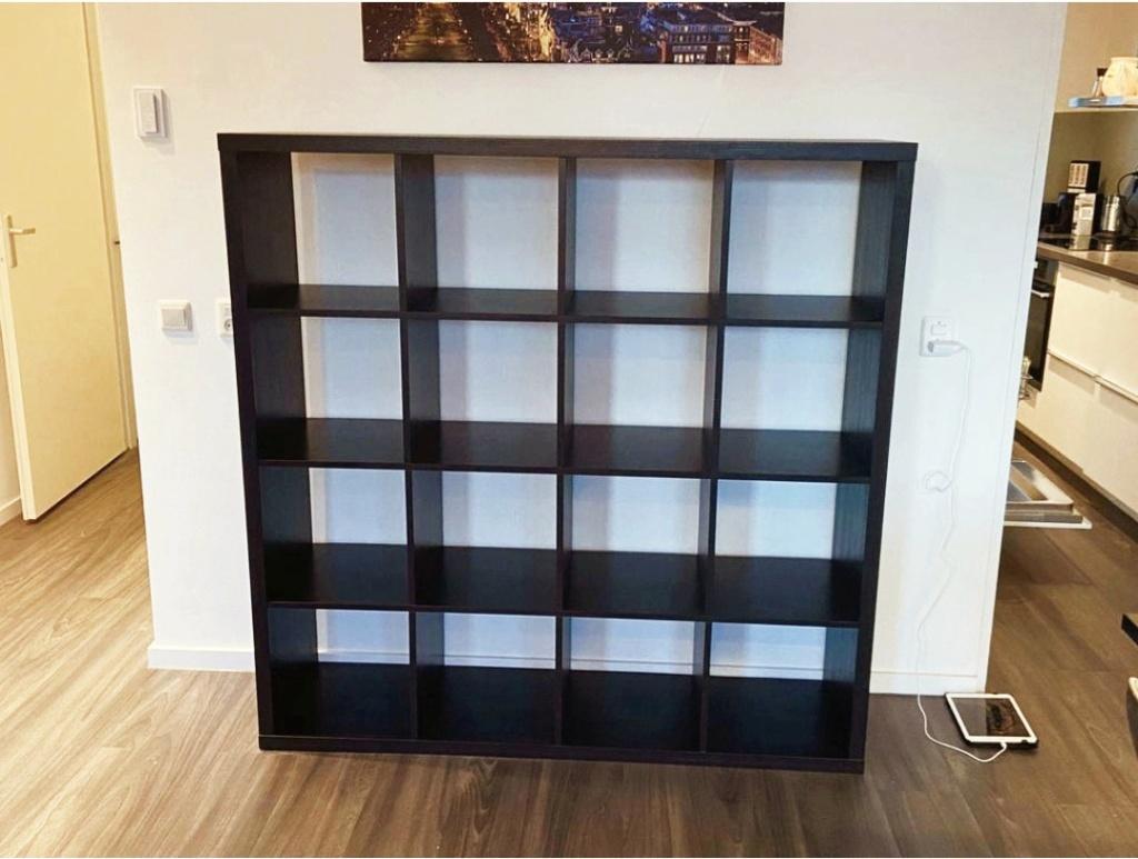 16 vaks ikea kallax open kast vakkenkast 4x4 zwart, Ophalen, 100 tot 150 cm, 5 laden of meer, 100 tot 150 cm