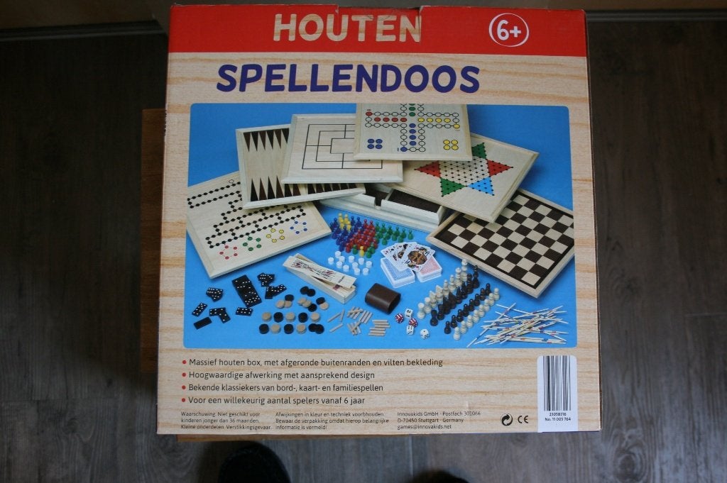 Houten spellendoos, Hobby en Vrije tijd, Vijf spelers of meer, Ophalen, Nieuw