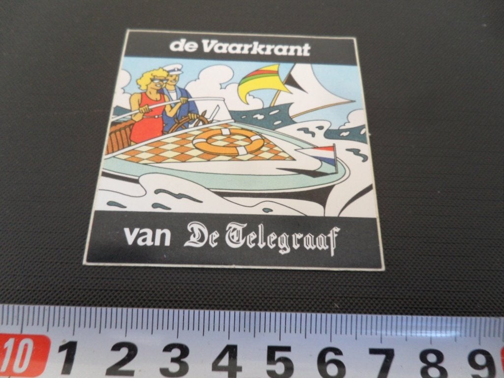 sticker krant strip de vaarkrant van de telegraaf *, Verzamelen, Ophalen, Zo goed als nieuw