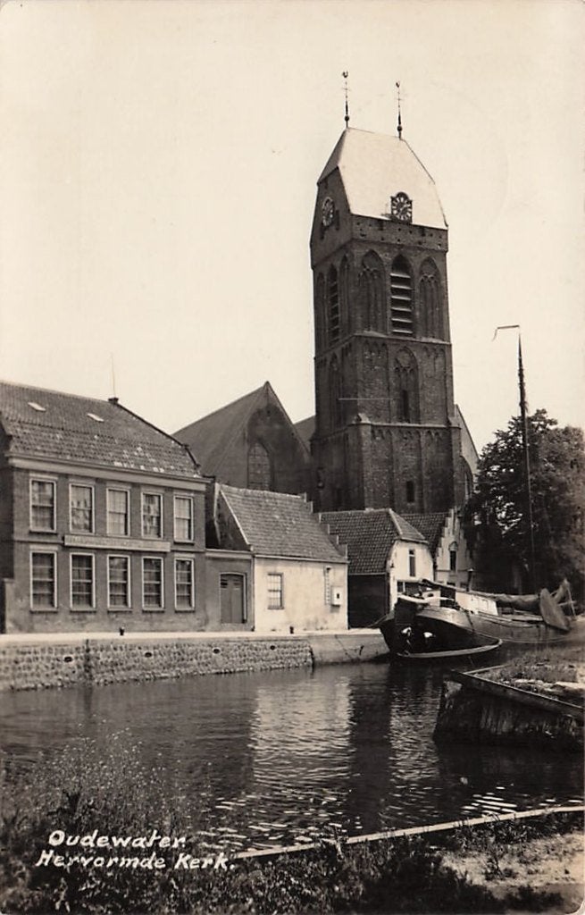 JQ409 Fotokaart Oudewater Herv Kerk e.o. 1934, Verzenden, 1920 tot 1940, Gelopen, Utrecht