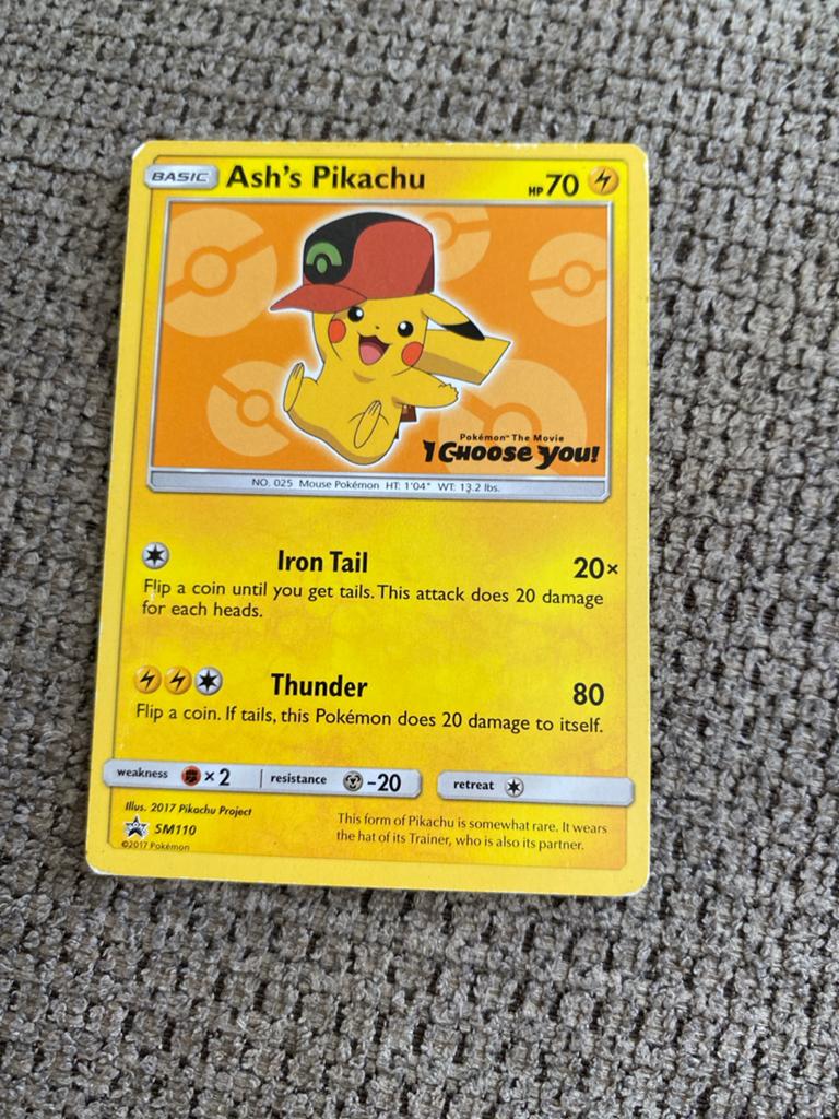 Ash's Pikachu Pokémon Kaart SM110 - I Choose You!, Ophalen of Verzenden, Zo goed als nieuw, Losse kaart
