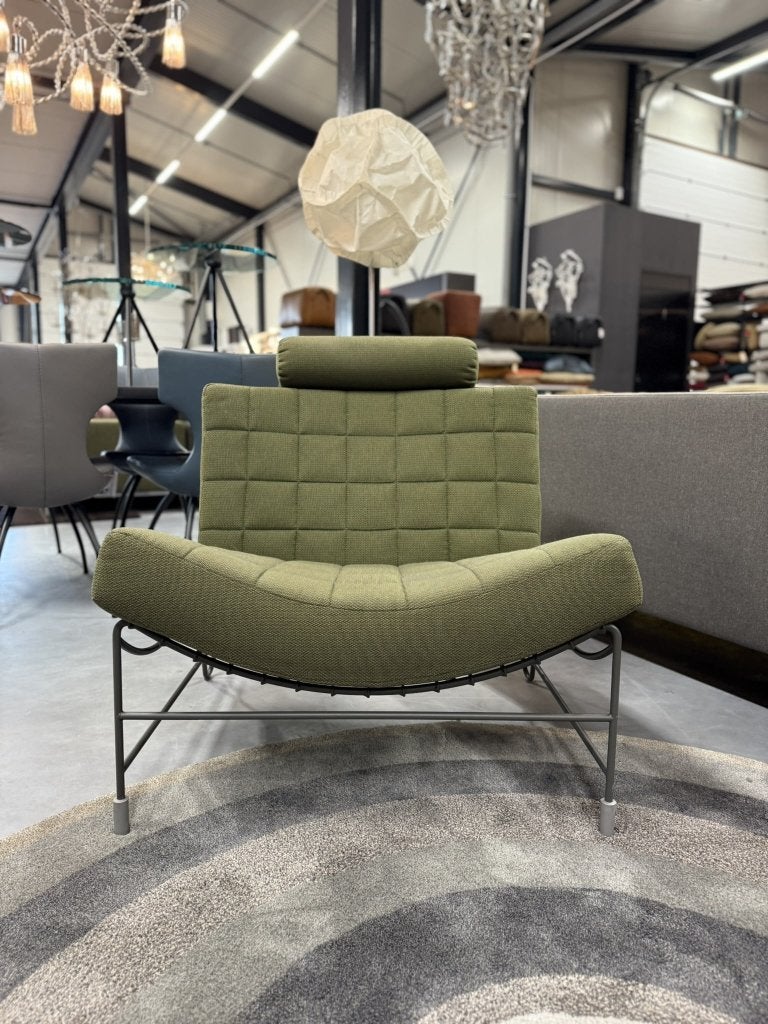 2 Leolux Volare Fauteuils groen stof Design Stoel, Leolux, Info@leolux.nl, 75 tot 100 cm, Ophalen of Verzenden