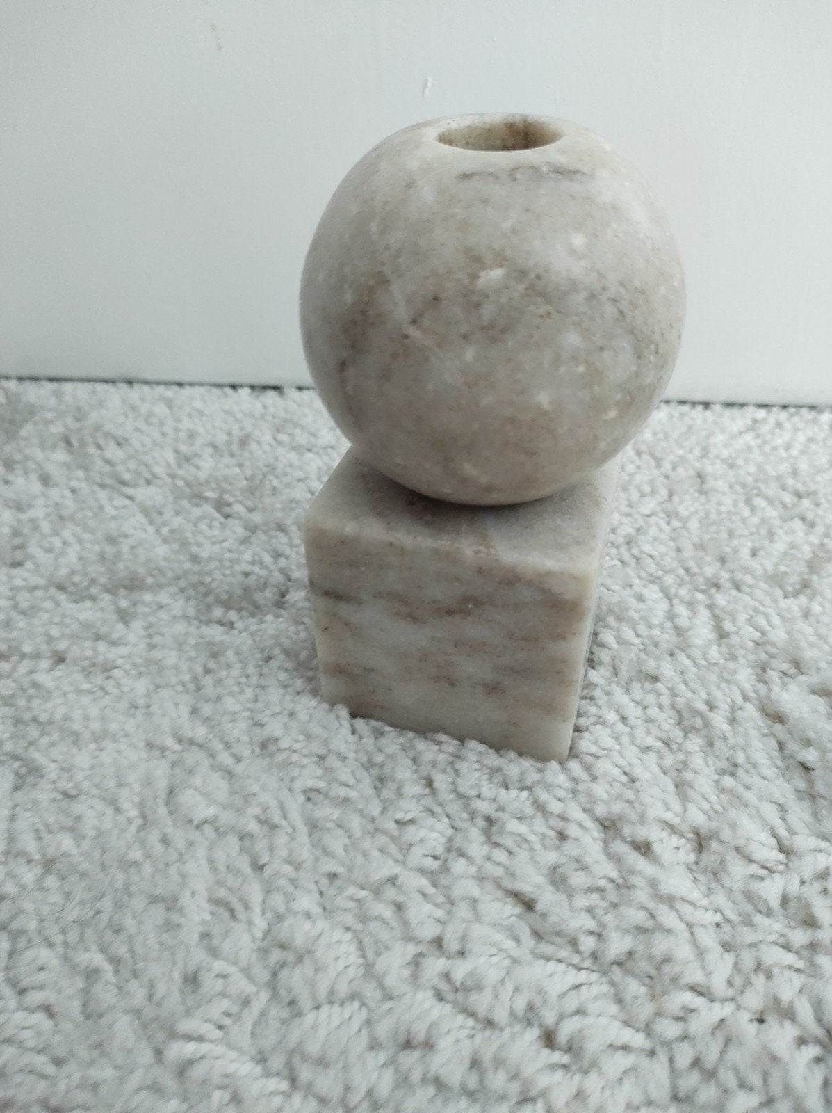 kandelaar marmer beige, Ophalen of Verzenden, Beige, Kandelaar