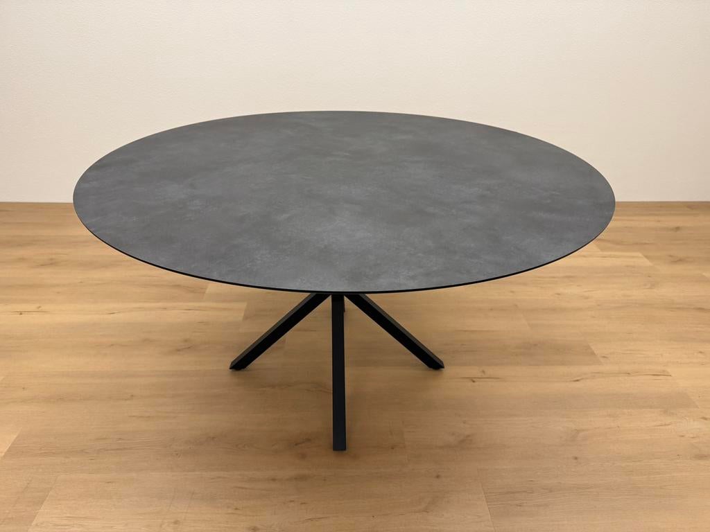 Ronde eettafel HPL 150cm - Direct Leverbaar, 150 tot 200 cm, Rond, Ophalen of Verzenden, Zo goed als nieuw