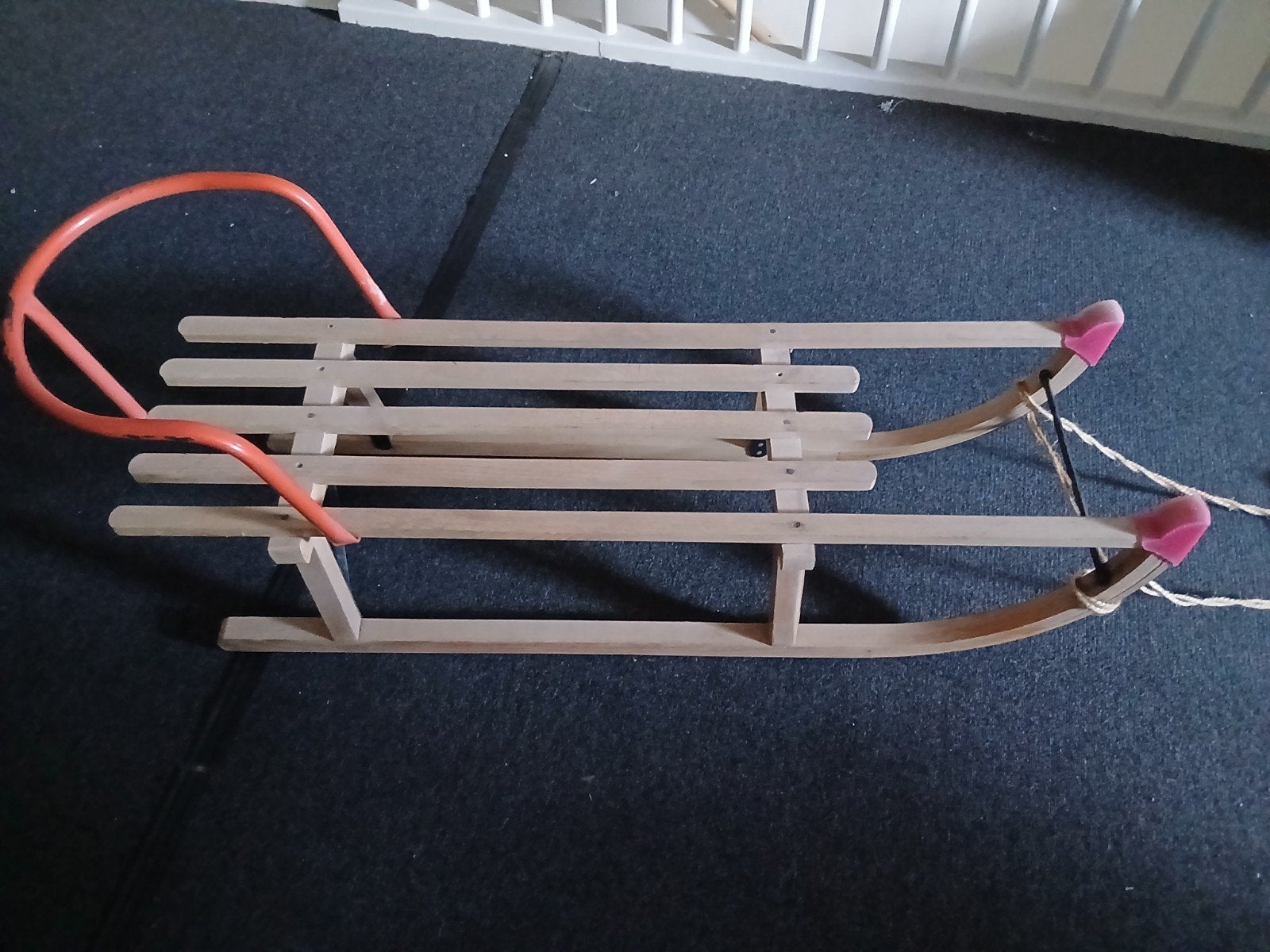 Houten slee met rugleuning, Ophalen, Rugleuning, Gebruikt, Hout