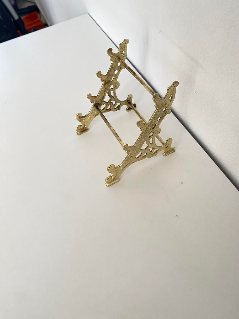 Vintage goudkleurige standaard,, Verzenden, Zo goed als nieuw, Goud, Overige materialen