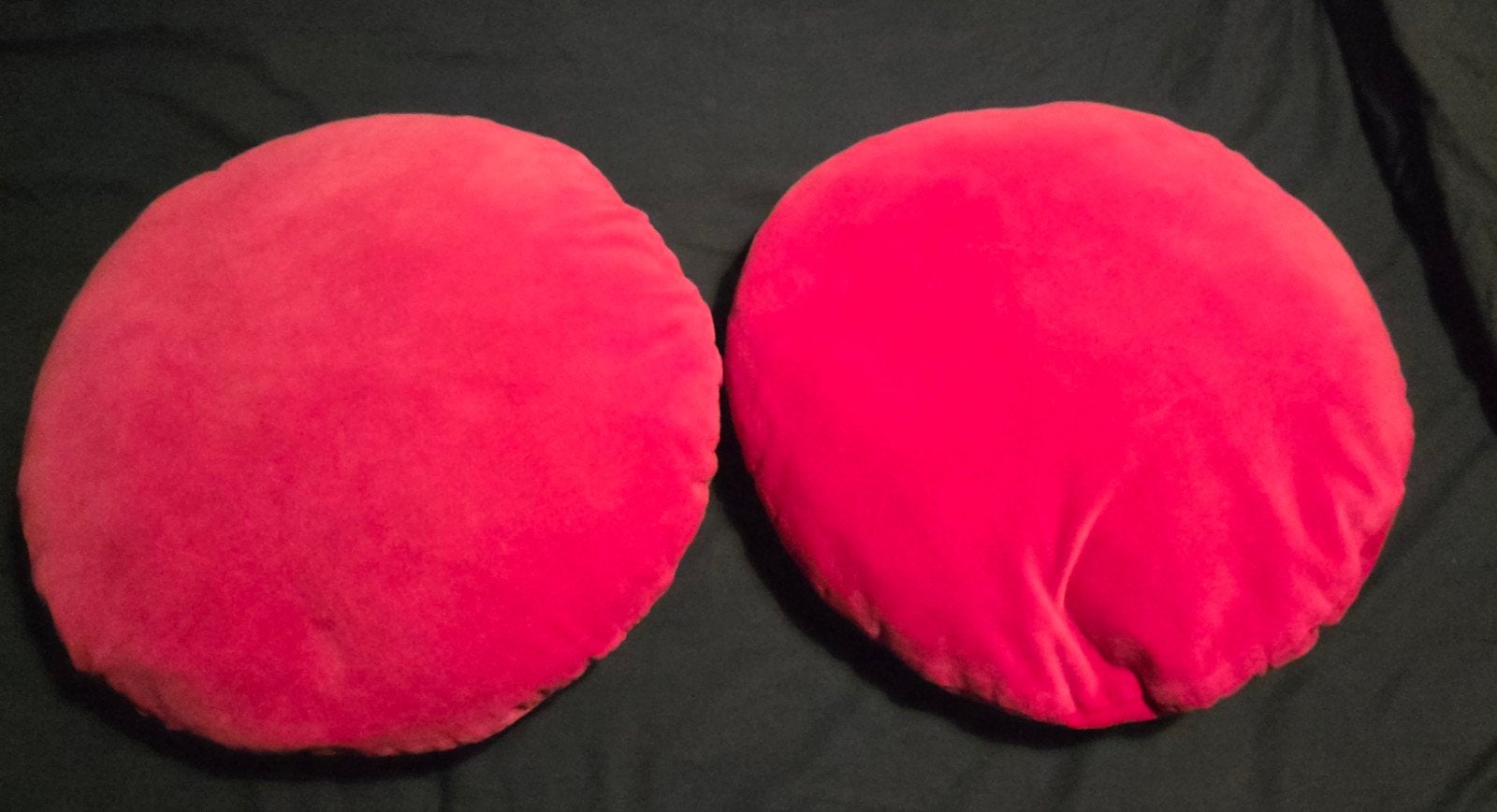 2 ronde roze gevulde kussens (hoezen van Hema), Overige merken, Gebruikt, Inclusief binnenkussen, Rond