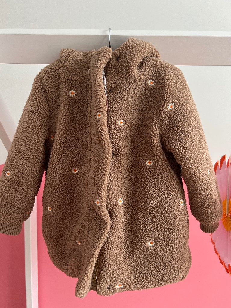 Noppies winterjas meisje bloem teddy maat 104 ZGAN, Ophalen of Verzenden, Zo goed als nieuw, Meisje, Jas