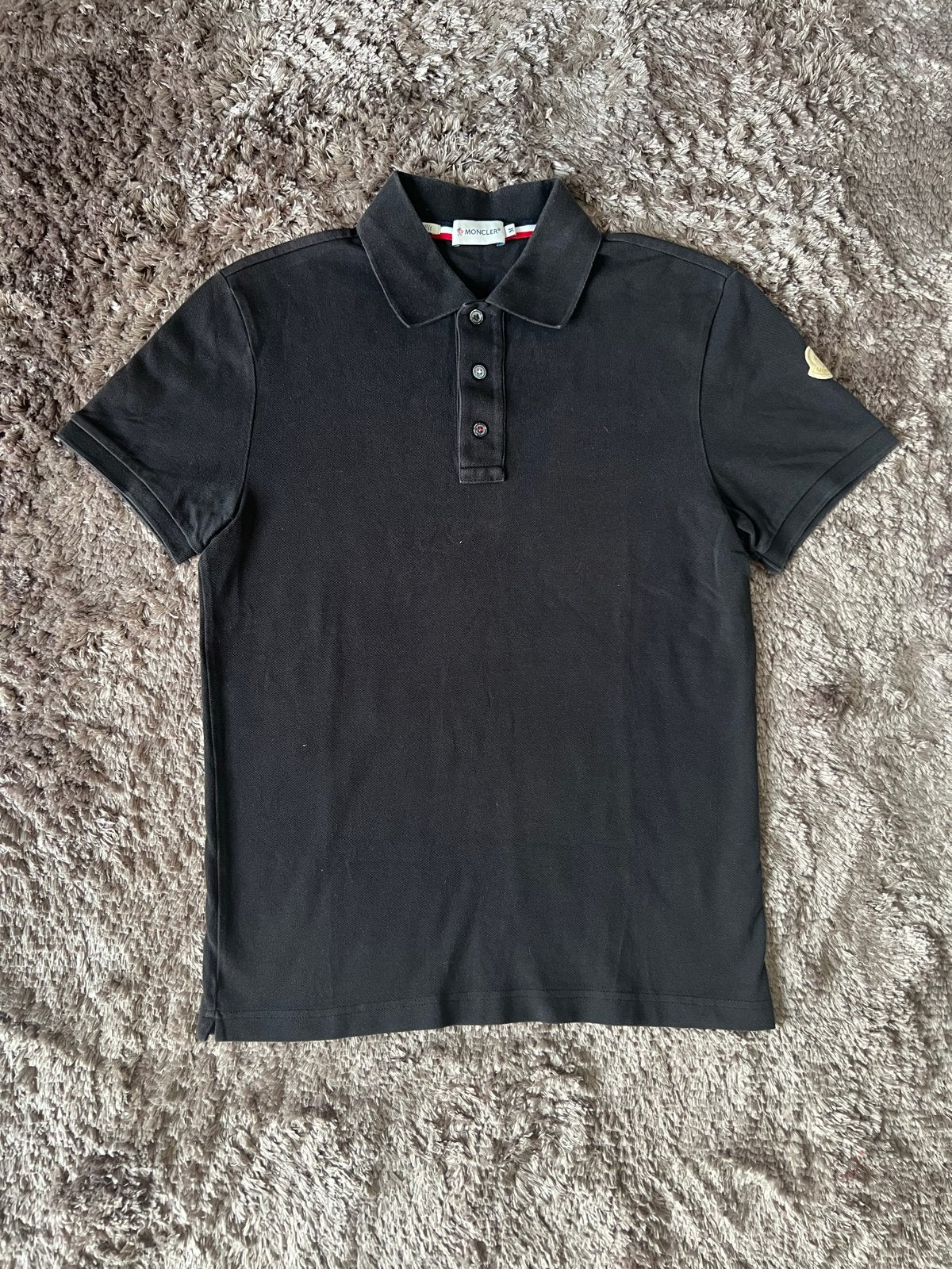 Moncler Slim Fit Polo Shirt Zwart Maat M, Ophalen of Verzenden, Zo goed als nieuw, Maat 48/50 (M), Zwart