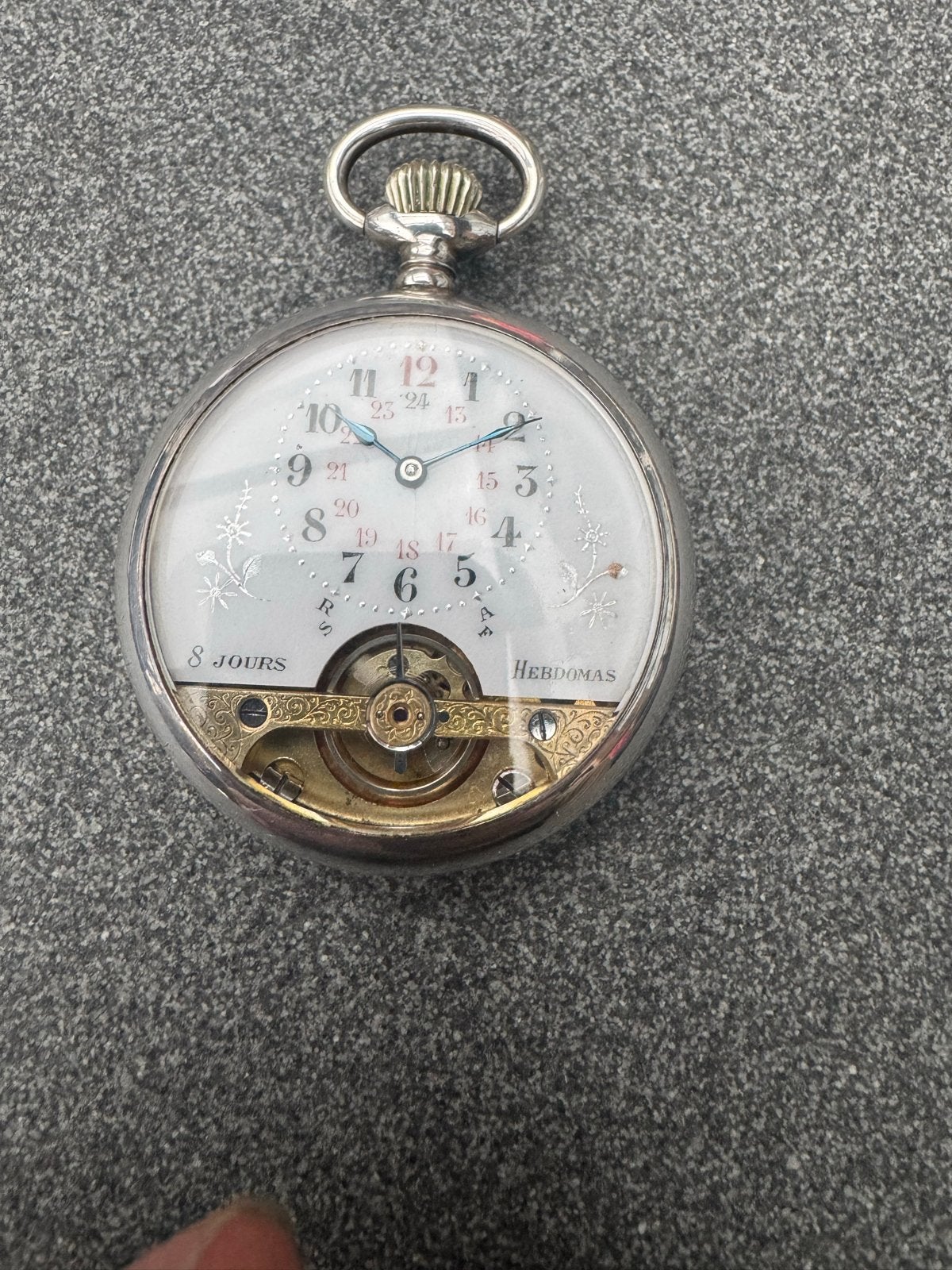 Super mooie Hebdomas zakhorloge, zilver, lopend, Sieraden, Tassen en Uiterlijk, Horloges | Antiek, Ophalen of Verzenden, Zilver