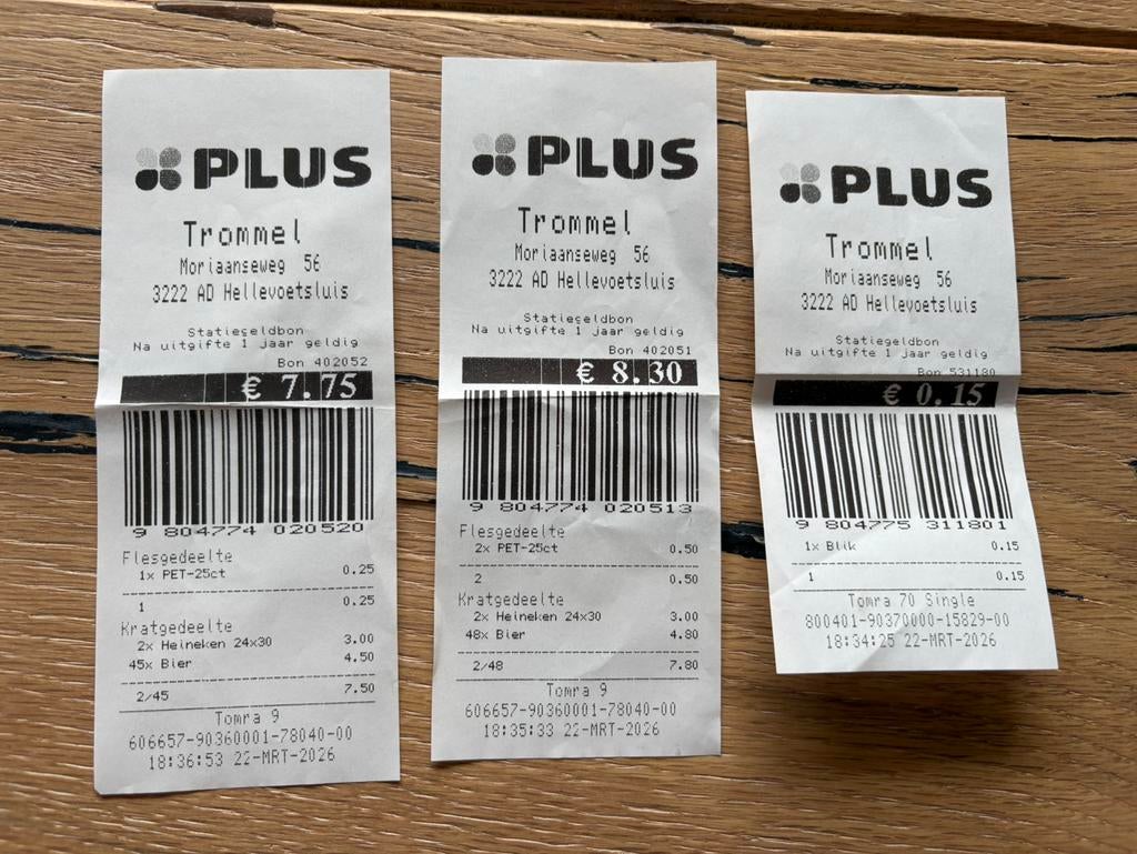 Statiegeldbonnetjes PLUS Hellevoetssluis, Verzenden, Zo goed als nieuw