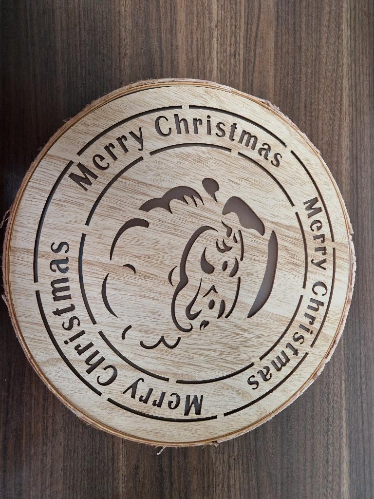 groot houten kerst wandbord, doorsnee 30 cm, Diversen, Ophalen of Verzenden, Zo goed als nieuw