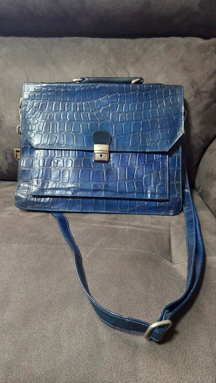 prachtige neuwe echte leer heren tass, Ophalen of Verzenden, Blauw, Leer