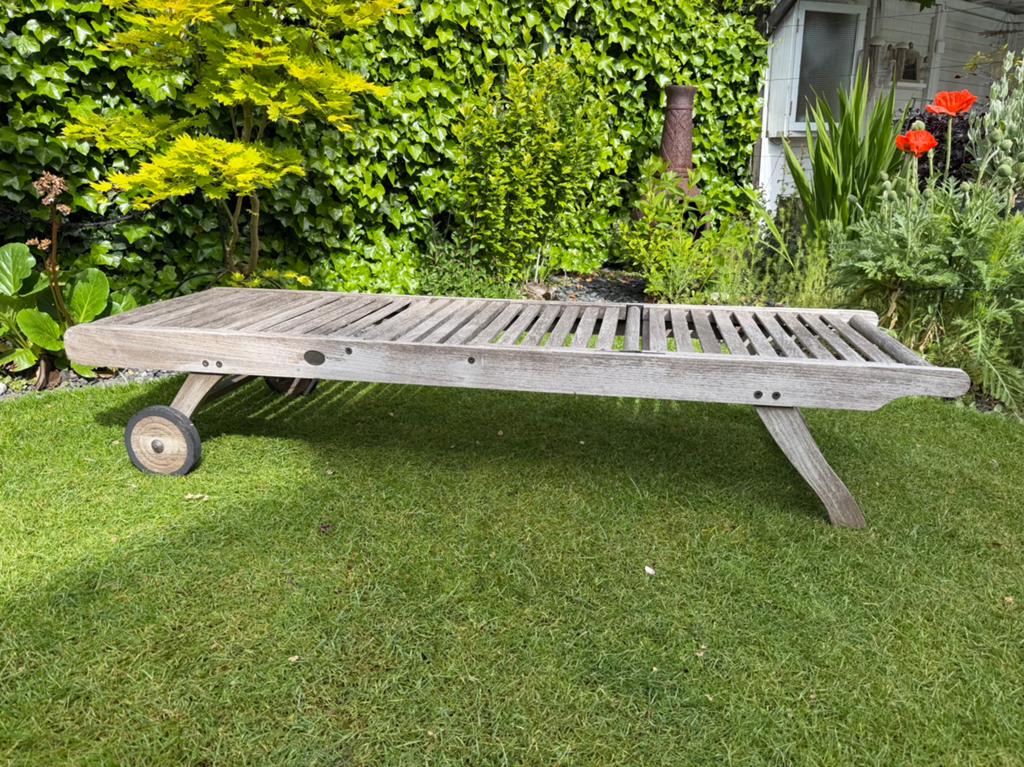 Teak & Garden Teakhouten Ligstoel - Verstelbaar & Verrijdbaa, Tuin en Terras, Ligbedden, Ophalen, Gebruikt, Teakhout, Verstelbaar