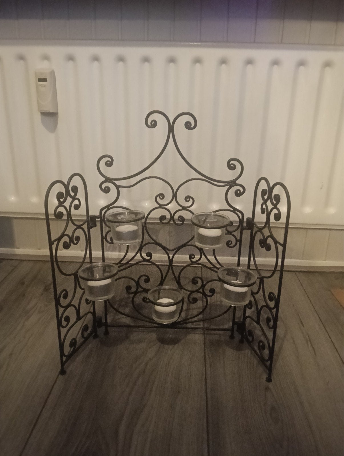 Decoratief metalen waxinelichthouder rek, Ophalen, Gebruikt, Zwart, Waxinelichthouder