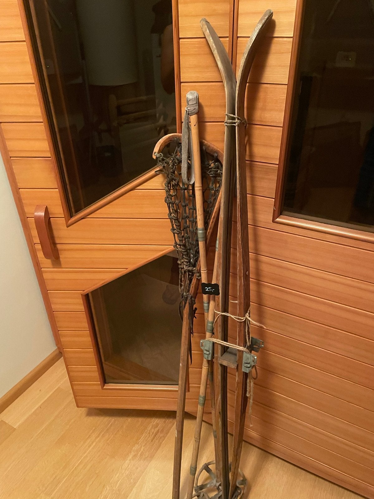 Vintage ski's, roeispaan en lacrosse stick - decoratie, Ophalen of Verzenden