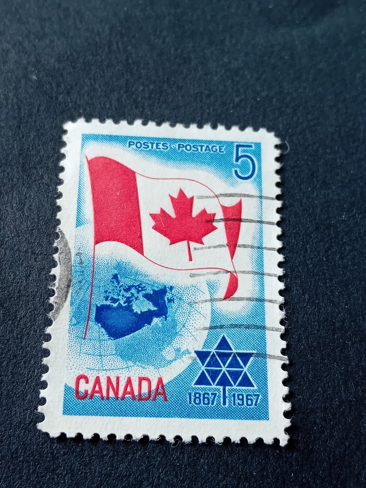 Canada 5 cent postzegel 1867-1967 Gestempeld, Ophalen of Verzenden, Gestempeld, Noord-Amerika