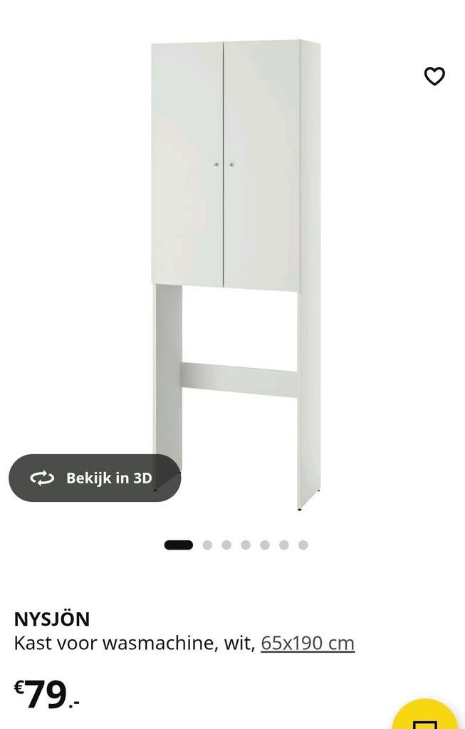 Ikea NYSJÖN wasmachinekast wit, 65x190 cm, Huis en Inrichting, Kasten | Overige, Zo goed als nieuw, Ophalen of Verzenden