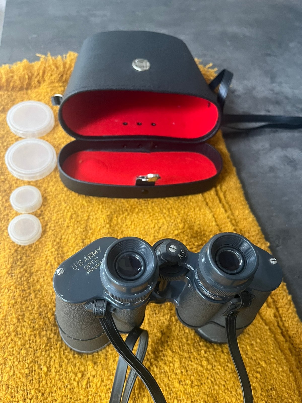 Vintage US Army Optic 7x50 Verrekijker –  (Met tas & doppen), Gebruikt, Minder dan 8x, Nachtkijker, Porro (met knik)