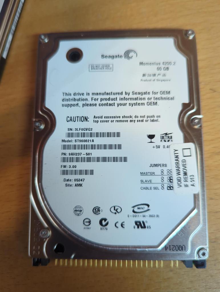 Seagate Momentus 4200.2 60GB 2.5" IDE/PATA HDD–Vintage Disk, Seagate Momentus, Gebruikt, HDD, Ophalen of Verzenden