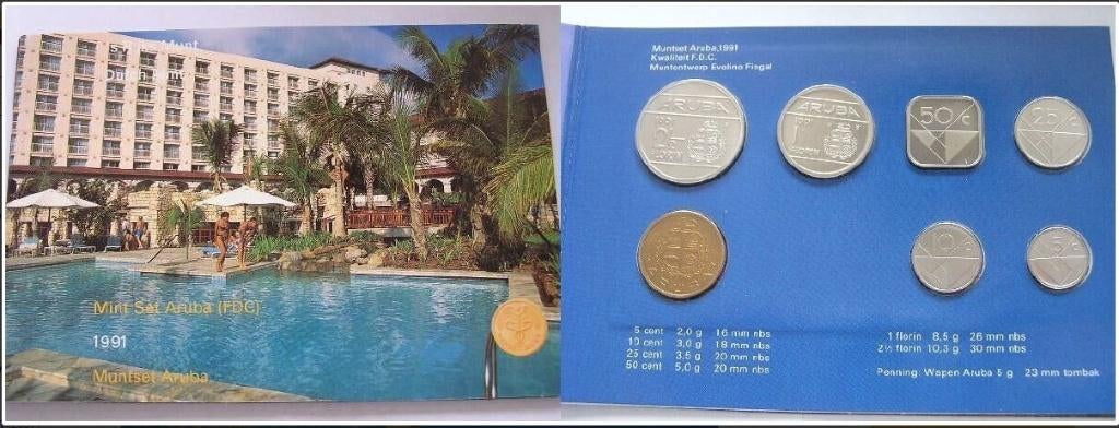 Aruba FDC set 1991, Postzegels en Munten, Munten | Nederland, Verzenden, Koningin Beatrix, Overige waardes